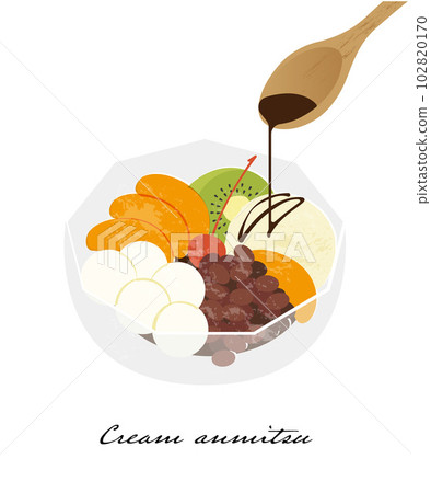 奶油 anmitsu 插圖素材矢量蜂蜜白色背景夏天 102820170