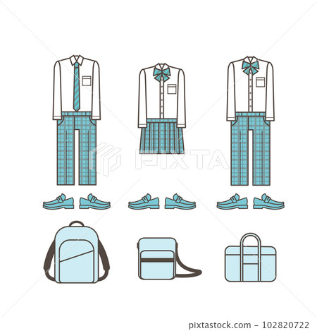 School uniform and student bag icon Simple illustration set material School uniform and student bag icon Simple illustration set material 102820722