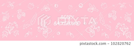 Organic banner template with berries. Pink Vector background raspberries, strawberries, blueberries. 102820762
