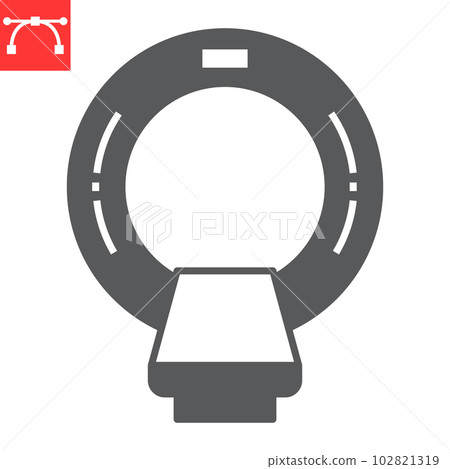 MRI scanner glyph icon, oncology and diagnostics, MRI machine vector icon, vector graphics, editable stroke solid sign, eps 10. MRI scanner glyph icon, oncology and diagnostics, MRI machine vector icon, vector graphics, editable stroke solid sign, eps 10. 102821319