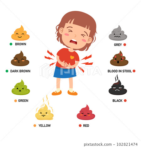stool color good and bad with children girl... - Stock Illustration