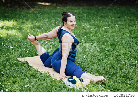 Curvy Woman Doing Fitness Exercises Stock Image - Image of