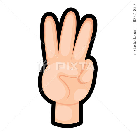 counting hand.finger number three  illustration vector 102821839