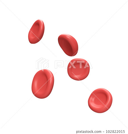 3d flow red blood cells iron platelets erythrocyte anemia. Realistic medical analysis illustration on white background with clipping path 102822015