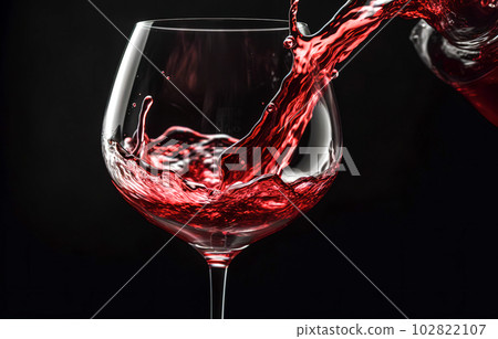 Red wine splashing out of a glass, on black background Red wine splashing out of a glass, on black background 102822107