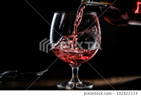 Red wine splashing out of a glass, on black background Red wine splashing out of a glass, on black background 102822114