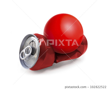Red sphere fell to the can of soda Red sphere fell to the can of soda 102822522