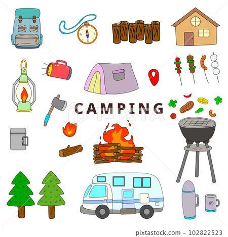 Camping Illustration Icon Color B Camping Illustration Icon Color B 102822523