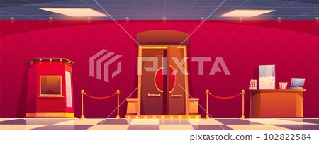 Cinema door entrance in hall interior cartoon 102822584