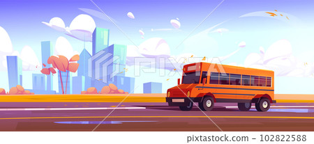 School bus on autumn city street illustration School bus on autumn city street illustration 102822588