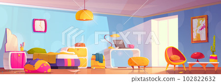 Groovy room vector interior design background 102822632