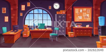 Police detective office interior with furniture Police detective office interior with furniture 102822640