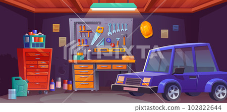 Garage room interior for tool storage in house 102822644