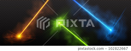 Green laser light beam effect, vector blue neon 102822667