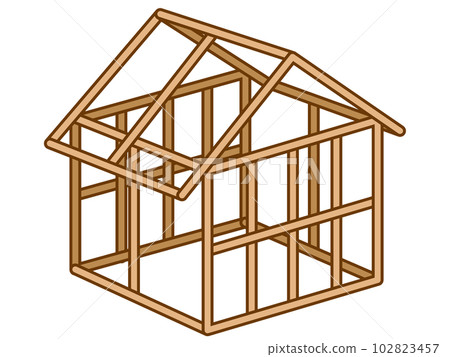 簡單的房子框架由木頭製成 102823457