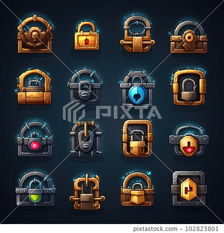 gold lock key game ai generated 102823801