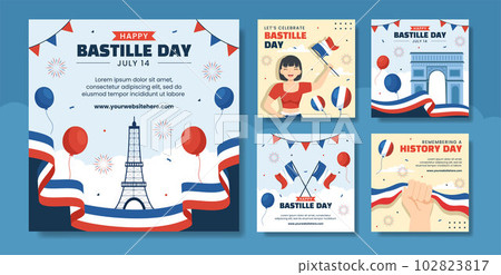 Happy Bastille Day Social Media Post Illustration Flat Cartoon Hand Drawn Templates Background Happy Bastille Day Social Media Post Illustration Flat Cartoon Hand Drawn Templates Background 102823817