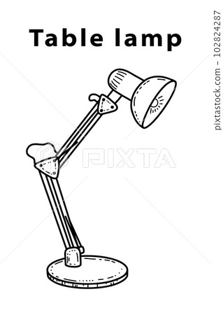 Classic doodle-style table lamp for Living room, hand-drawn different types of styles, modern and vintage Classic doodle-style table lamp for Living room, hand-drawn different types of styles, modern and vintage 102824287