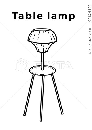Modern round table lamp in the style of doodles for the living room, hand-drawn different types of styles, modern and vintage 102824303