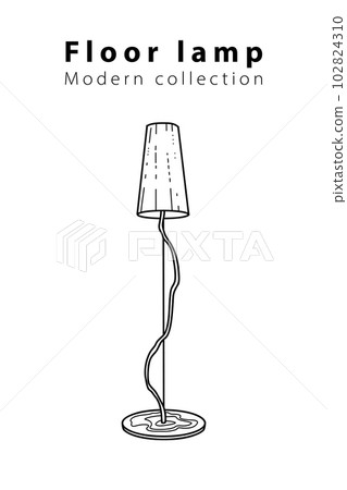 Modern Lamp for the living room, floor lamps, hand-drawn in different sizes and types, doodle sketch, modern and vintage Modern Lamp for the living room, floor lamps, hand-drawn in different sizes and types, doodle sketch, modern and vintage 102824310
