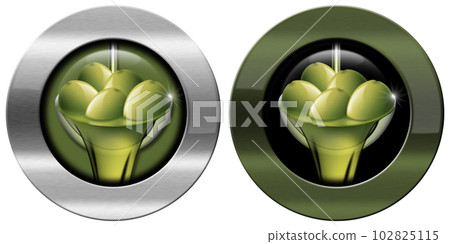 Metallic Signs with Green Olives and Olive Oil and Copy Space Metallic Signs with Green Olives and Olive Oil and Copy Space 102825115