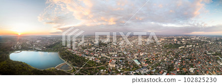 Aerial drone view of Chisinau at sunset, Moldova Aerial drone view of Chisinau at sunset, Moldova 102825230