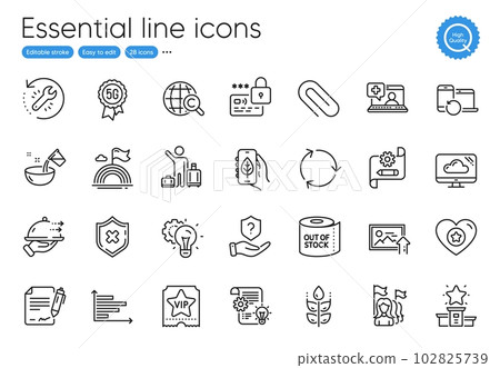 5g technology, Cooking water and Recovery devices line icons. Collection of Cogwheel, Gluten free, Heart icons. Vip ticket, Idea gear, Horizontal chart web elements. Toilet paper, Lgbt. Vector 5g technology, Cooking water and Recovery devices line icons. Collection of Cogwheel, Gluten free, Heart icons. Vip ticket, Idea gear, Horizontal chart web elements. Toilet paper, Lgbt. Vector 102825739