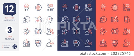 Set of Internet app, Edit user and Couple line icons. Include Presentation, Smile, Working hours icons. Partnership, Buyer think, Business podium web elements. Washing hands, Foreman. Vector 102825745