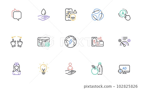 Recruitment, Card and Ab testing line icons for website, printing. Collection of Healthy food, Messenger, No internet icons. Electricity, Energy, Favorite web elements. Cyber attack. Vector Recruitment, Card and Ab testing line icons for website, printing. Collection of Healthy food, Messenger, No internet icons. Electricity, Energy, Favorite web elements. Cyber attack. Vector 102825826