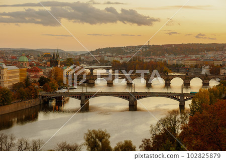 landscape with Vltava river and Charles Bridge landscape with Vltava river and Charles Bridge 102825879
