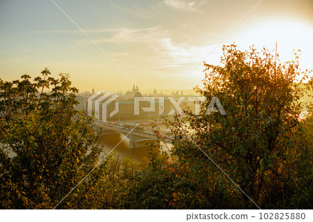 landscape in evening in autumn in Prague, Czech Republic 102825880