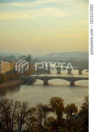 landscape with Vltava river and Charles Bridge landscape with Vltava river and Charles Bridge 102825882