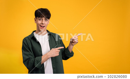 Portrait of a posing and smiling young man 102826080