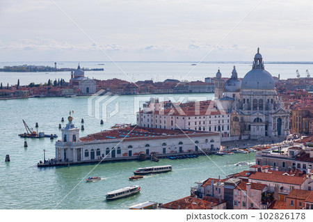 Aerial view of Santa Maria della Salute and the Punta della Dogana in Venice Aerial view of Santa Maria della Salute and the Punta della Dogana in Venice 102826178