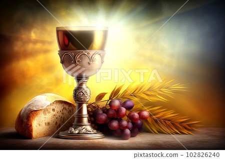 Holy communion on table on church.The Feast of Corpus Christi Concept. Generative AI. Holy communion on table on church.The Feast of Corpus Christi Concept. Generative AI. 102826240