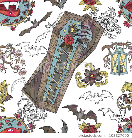 Vector seamless pattern with fantasy...-插圖素材 [102827000] - PIXTA圖庫