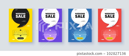 Poster frame with quote, comma. Weekend Sale tag. Special offer price sign. Advertising Discounts symbol. Quotation offer bubble. Weekend sale message. Vector 102827136