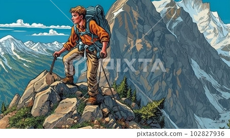 攀登陡峭山峰的人(AI) 攀登陡峭山峰的人(AI) 102827936