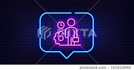 Neon light speech bubble. Employee line icon....-插圖素材 [102828060] - PIXTA圖庫