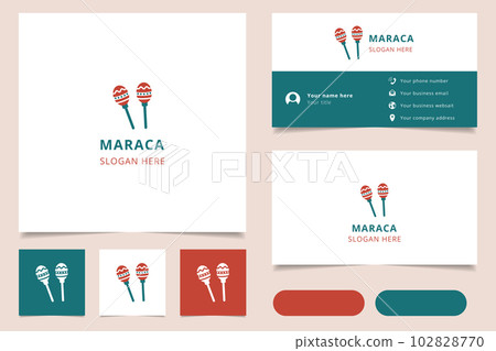 Maraca logo design with editable slogan. Branding book and business card template. Maraca logo design with editable slogan. Branding book and business card template. 102828770