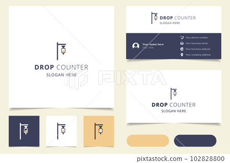 Drop counter logo design with editable slogan. Branding book and business card template. Drop counter logo design with editable slogan. Branding book and business card template. 102828800