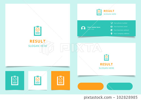 Result logo design with editable slogan. Branding book and business card template. 102828985