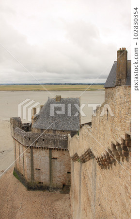 Detail of the fortification wall in Le Mont-Saint-Michel 102830354