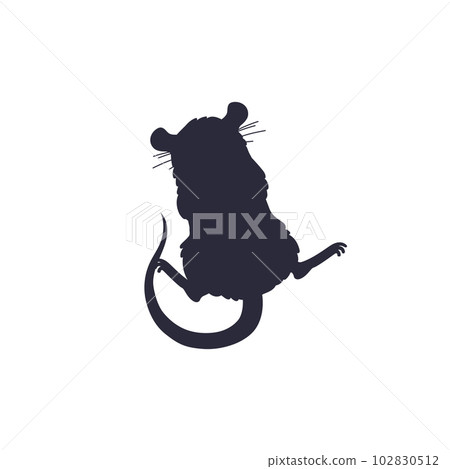 Black silhouette of rat animal flat style, vector illustration Black silhouette of rat animal flat style, vector illustration 102830512