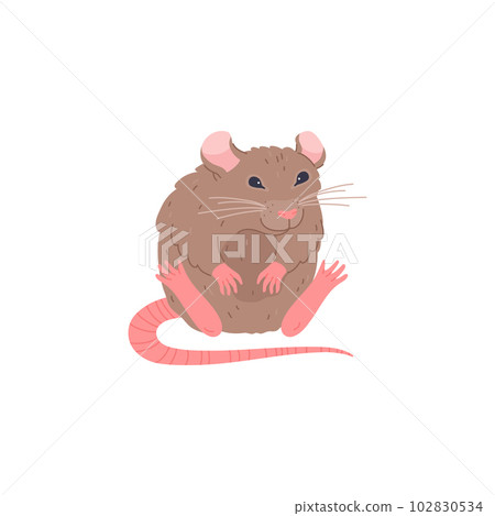 Cute sitting rat character cartoon flat cartoon vector illustration isolated. 102830534