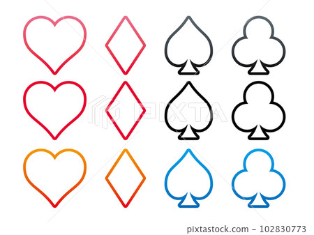 Image of hearts, spades, diamonds and clovers playing cards 102830773