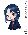 Surprised high school girl White background 102831937