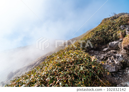 德島縣三好市中郡中町中町2,從地郎遊隘口看到的大井二郎在霧中升起 德島縣三好市中郡中町中町2,從地郎遊隘口看到的大井二郎在霧中升起 102832142