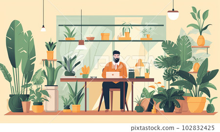 Business person working in a bright office Business person working in a bright office 102832425
