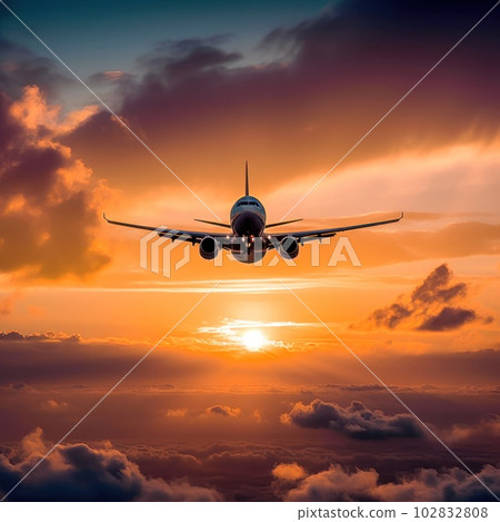 Passenger airplane landing on runway in airport 102832808